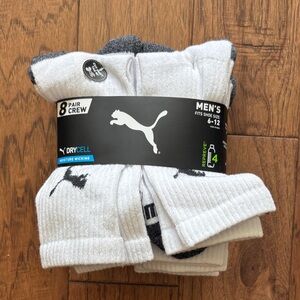 Puma Men's Athletic Crew Socks - White and Gray